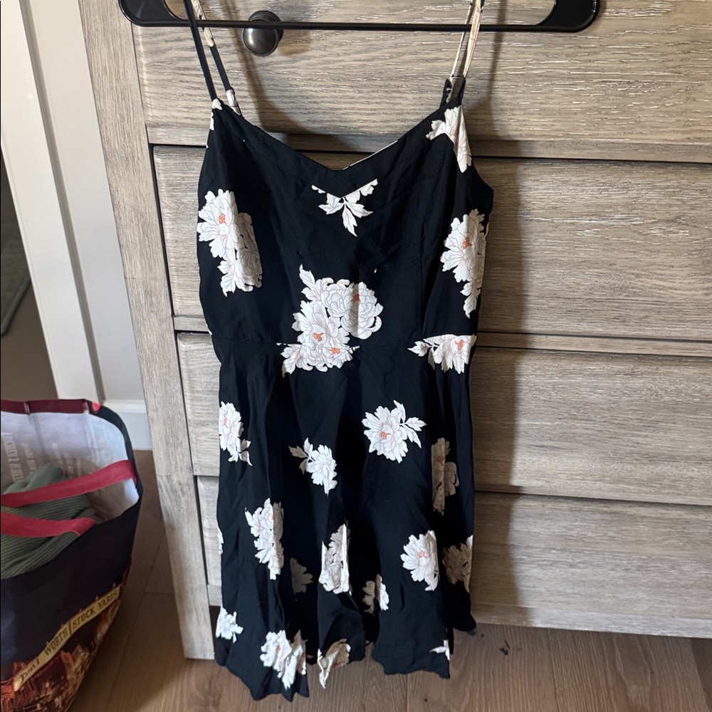 Old Navy Black Dress with White Floral Pattern